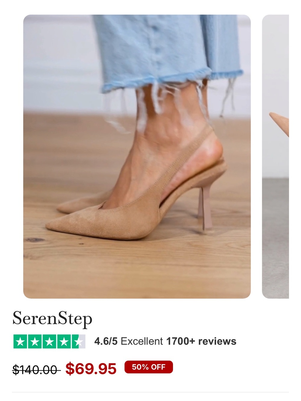 Women's Tan Pointed Slingback Heels